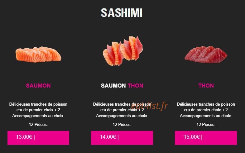 Carte et menu de My Sushi à Saint Just en Chaussee — Sashimi