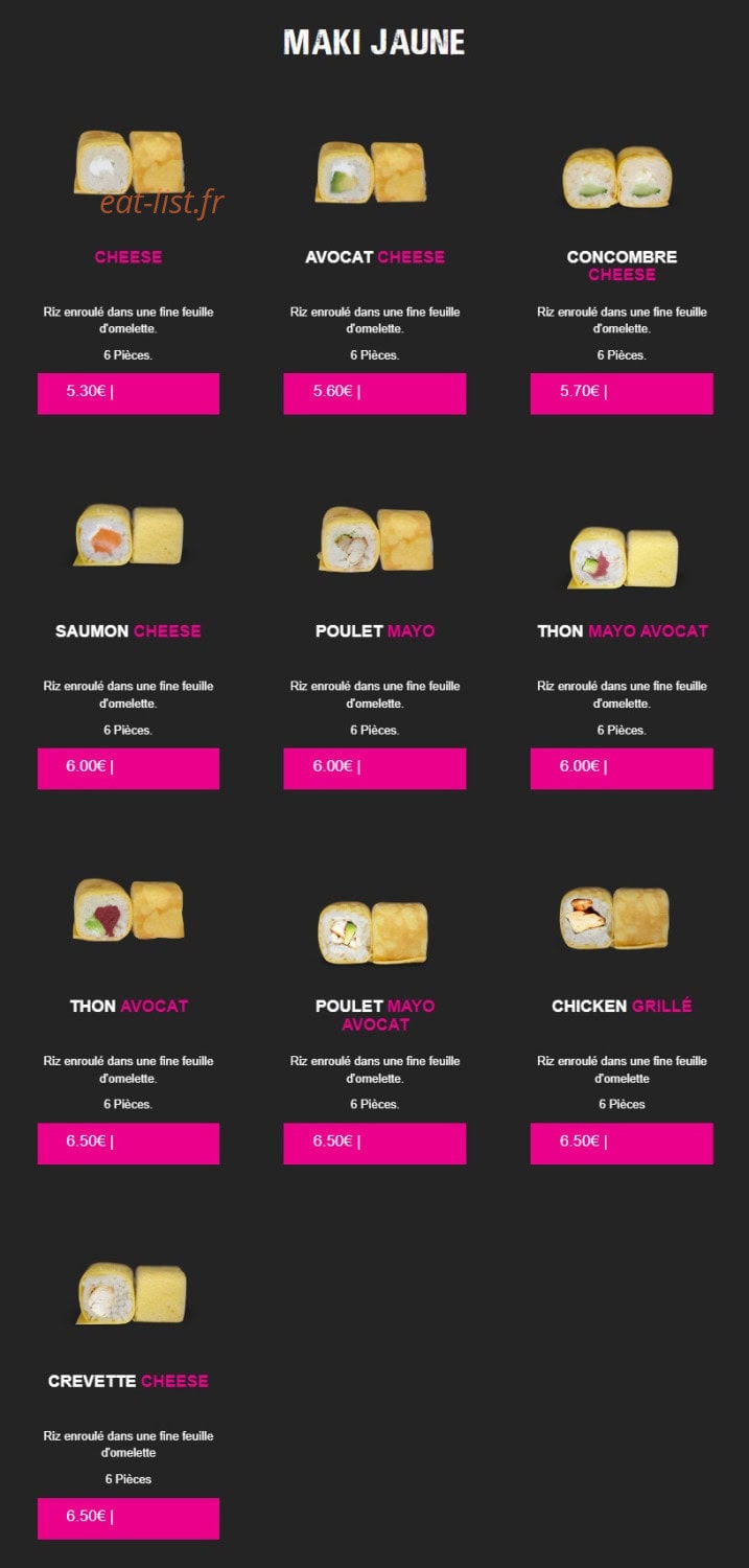 Carte et menu de My Sushi à Saint Just en Chaussee — Maki jaune