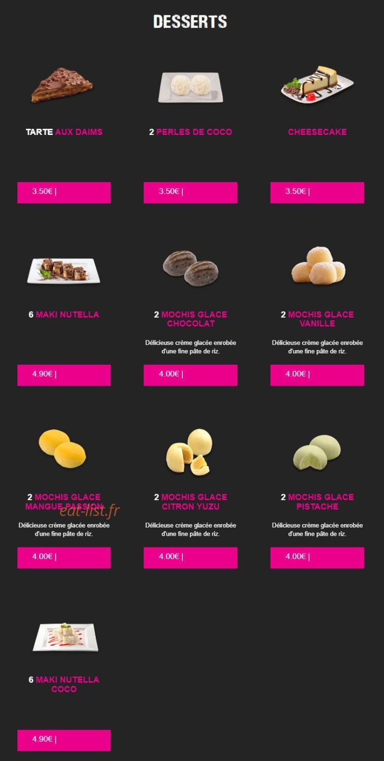 Carte et menu de My Sushi à Saint Just en Chaussee — Les desserts