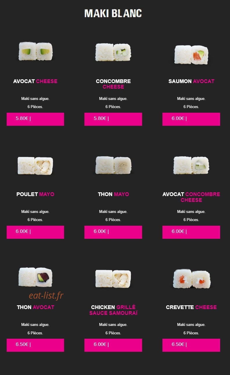 Carte et menu de My Sushi à Saint Just en Chaussee — Maki blanc