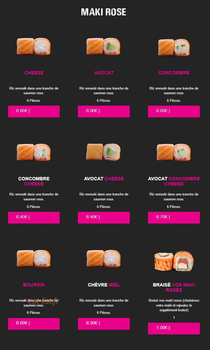 Carte et menu de My Sushi à Saint Just en Chaussee — Maki rose
