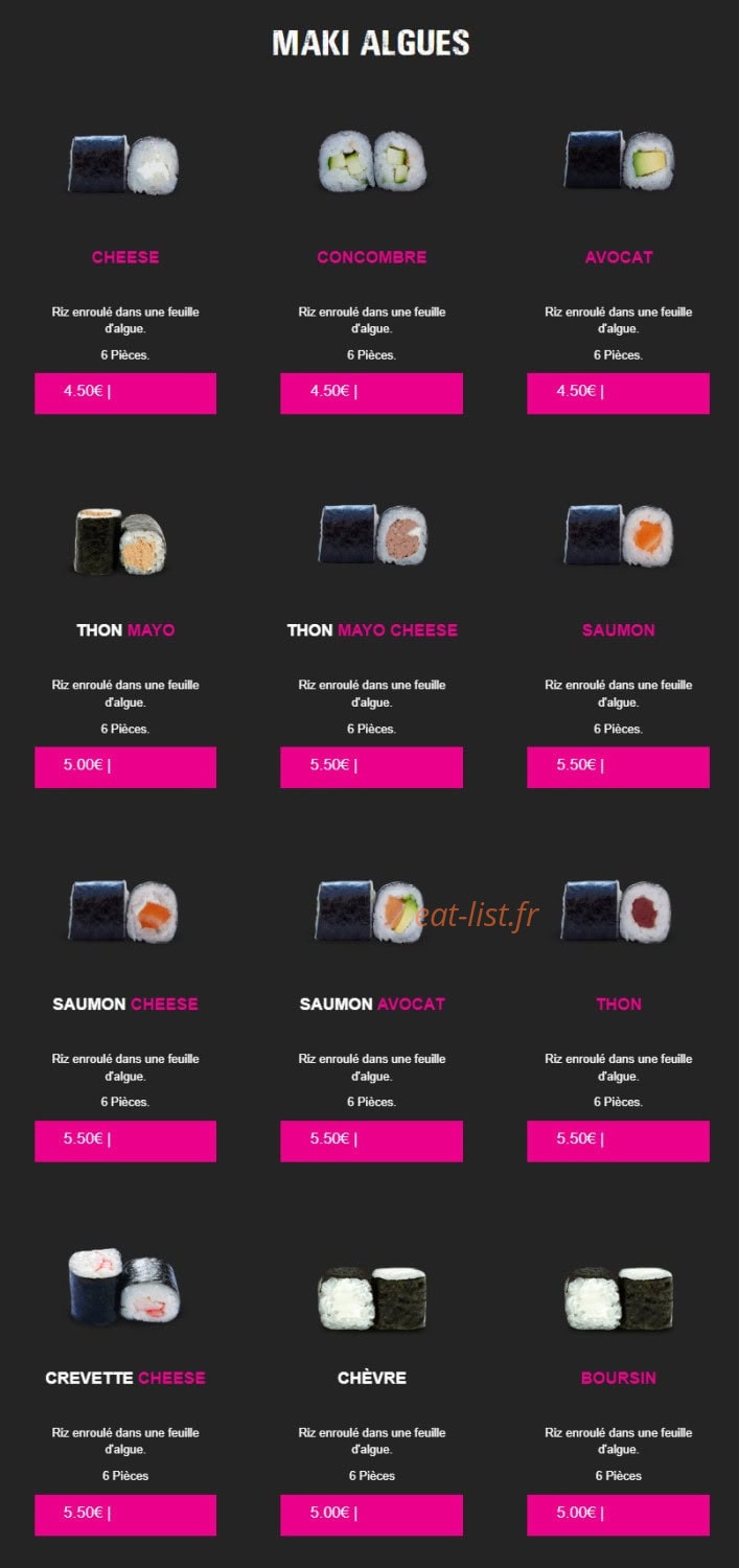 Carte et menu de My Sushi à Saint Just en Chaussee — Maki algues