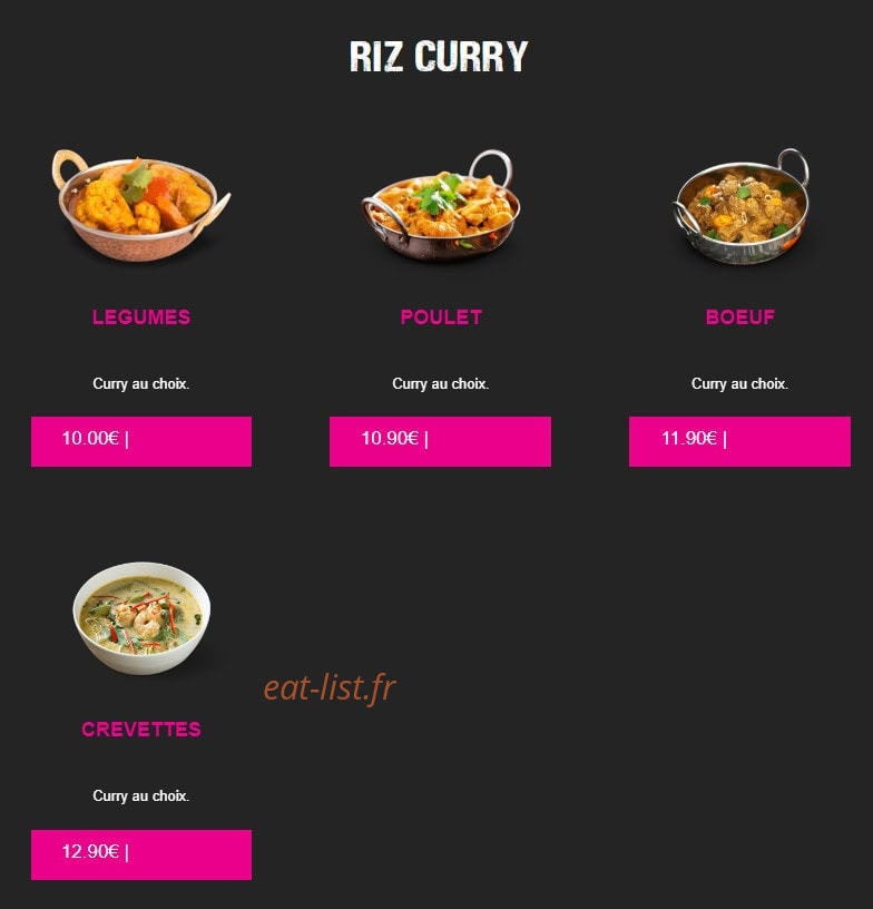 Carte et menu de My Sushi à Saint Just en Chaussee — Riz curry