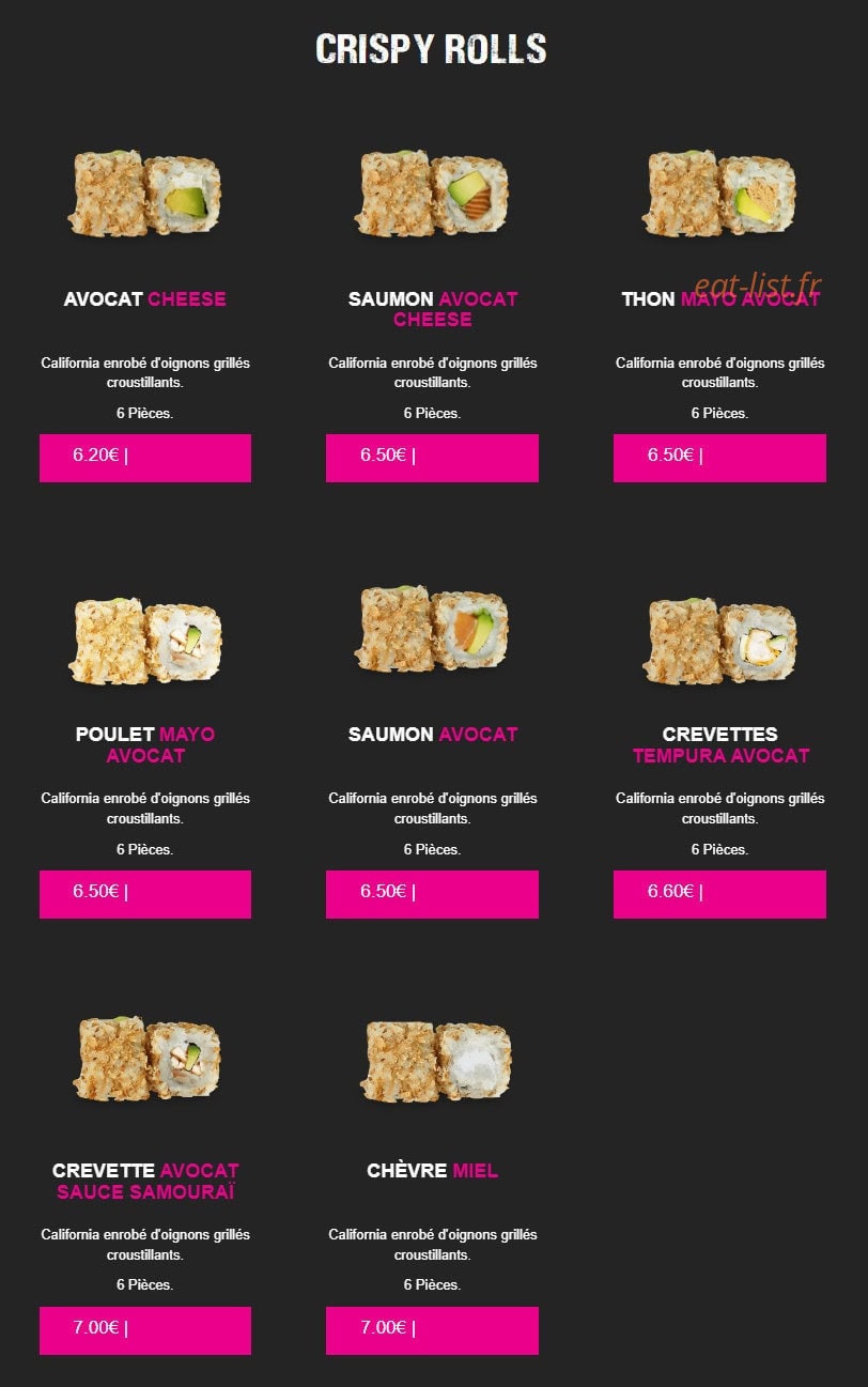 Carte et menu de My Sushi à Saint Just en Chaussee — Crispy rolls