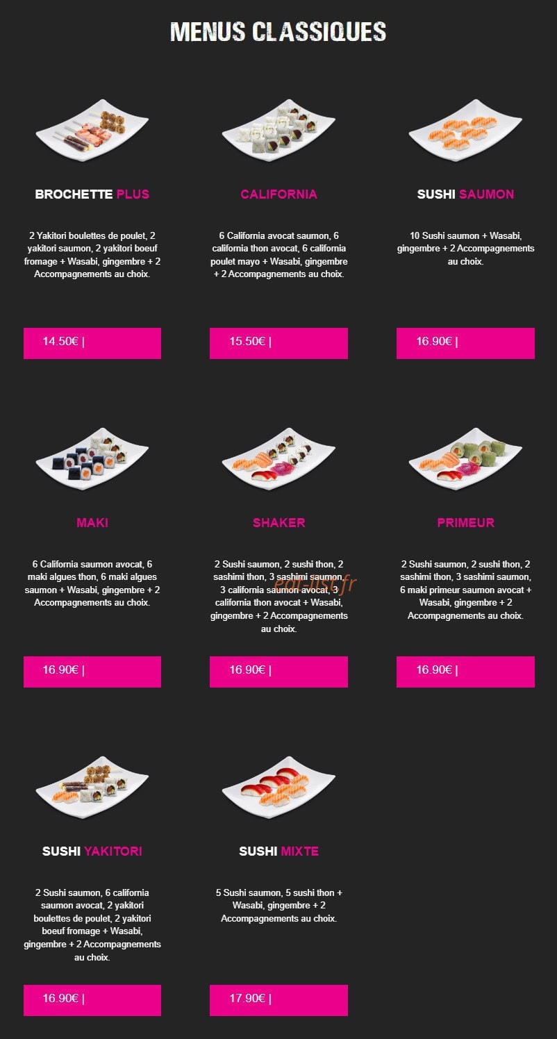 Carte et menu de My Sushi à Saint Just en Chaussee — Menus classiques