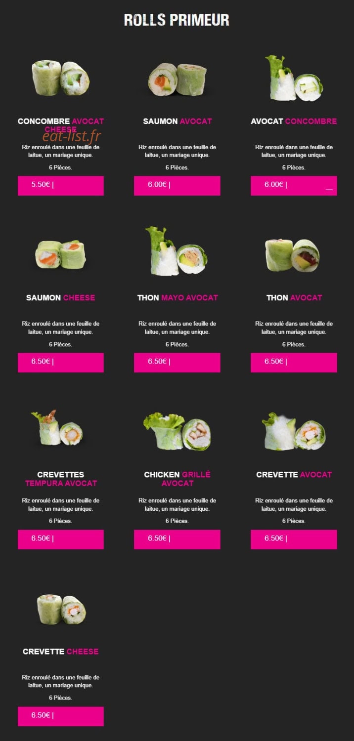 Carte et menu de My Sushi à Saint Just en Chaussee — Rolls primeur