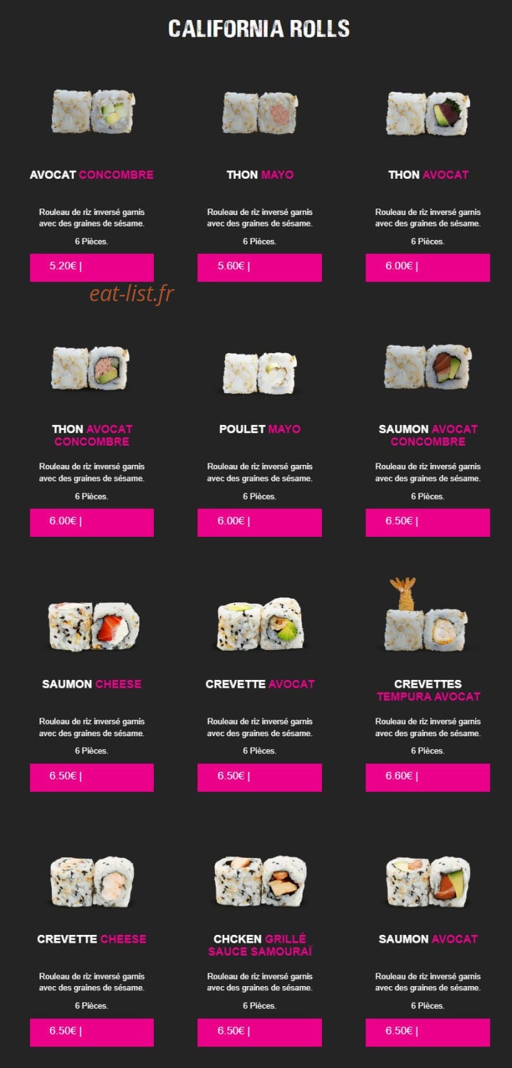 Carte et menu de My Sushi à Saint Just en Chaussee — California rolls