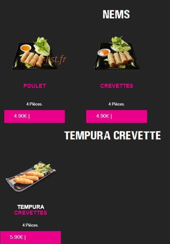 Carte et menu de My Sushi à Saint Just en Chaussee — Nems et tempura crevette