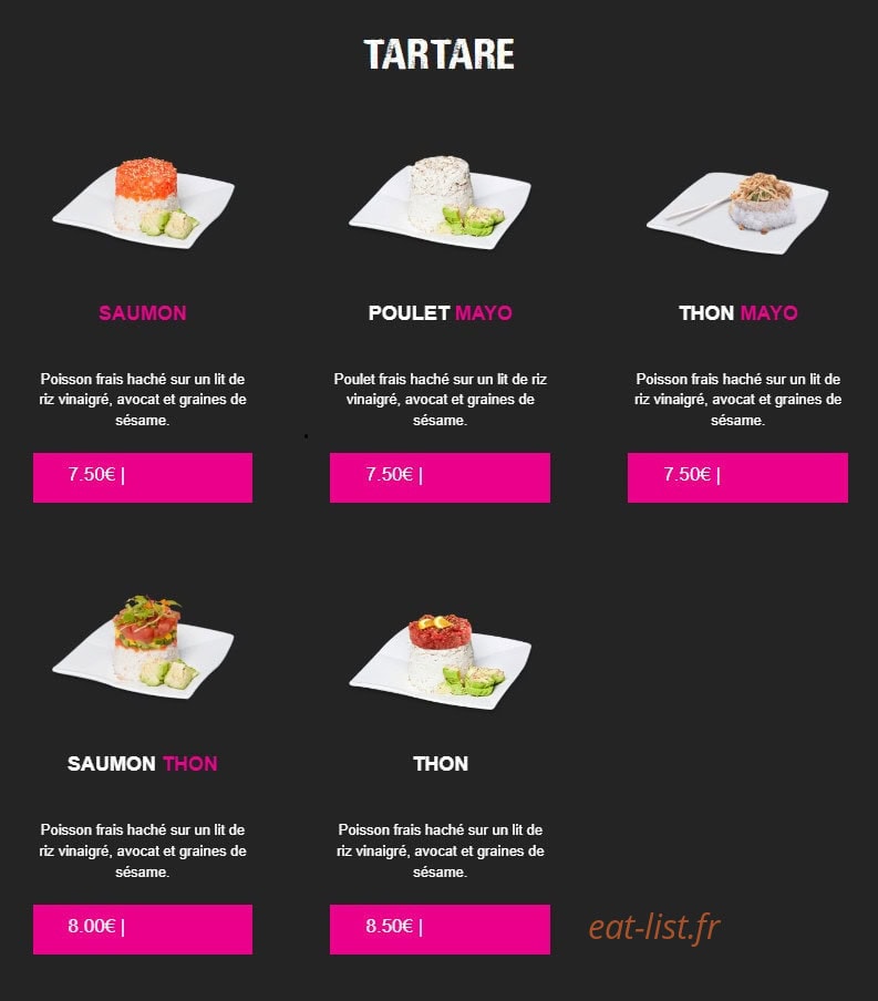 Carte et menu de My Sushi à Saint Just en Chaussee — Tartare