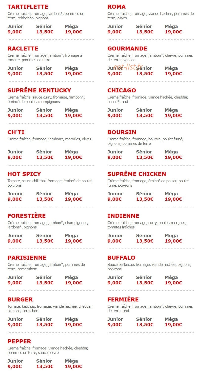 Pizza Roma — carte page 2
