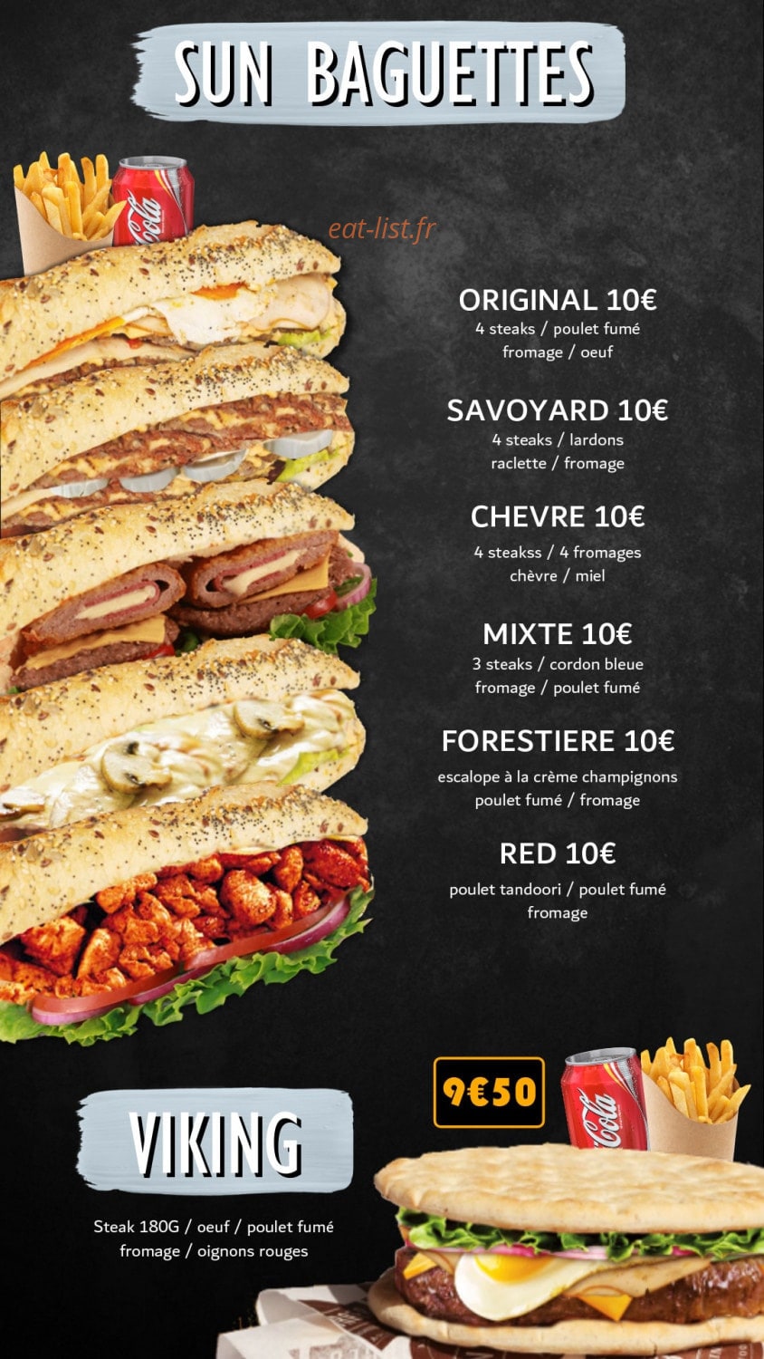Sun Burger — carte page 5