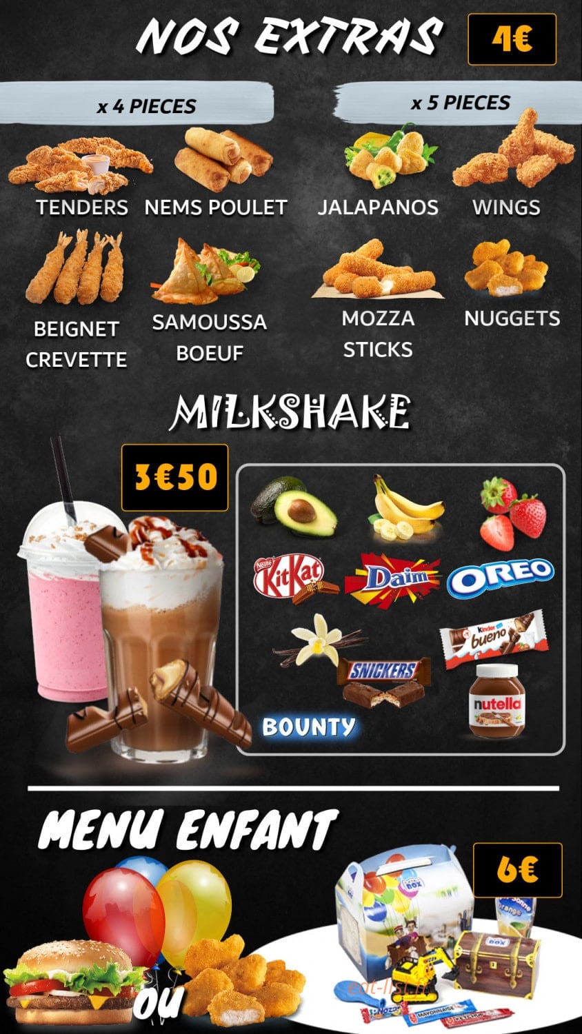 Sun Burger — carte page 1