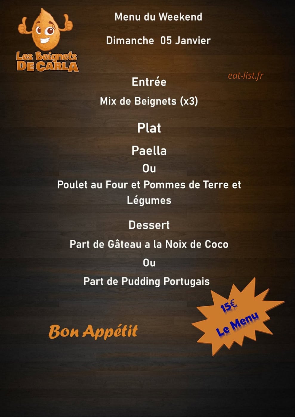 Les Beignets de Carla — carte page 1