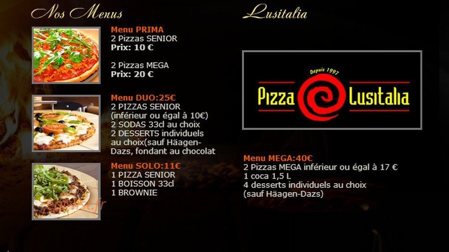 Pizza Lusitalia — carte page 1