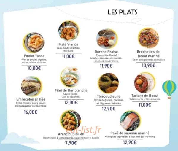 Carte et menu de Tour d'Horizon Culinaire à Liancourt — Les plats