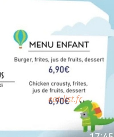 Carte et menu de Tour d'Horizon Culinaire à Liancourt — Le menu enfant