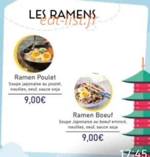Carte et menu de Tour d'Horizon Culinaire à Liancourt — Les ramens