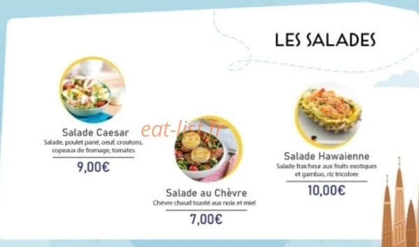 Carte et menu de Tour d'Horizon Culinaire à Liancourt — Les salades