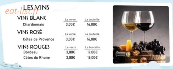 Carte et menu de Tour d'Horizon Culinaire à Liancourt — Les vins