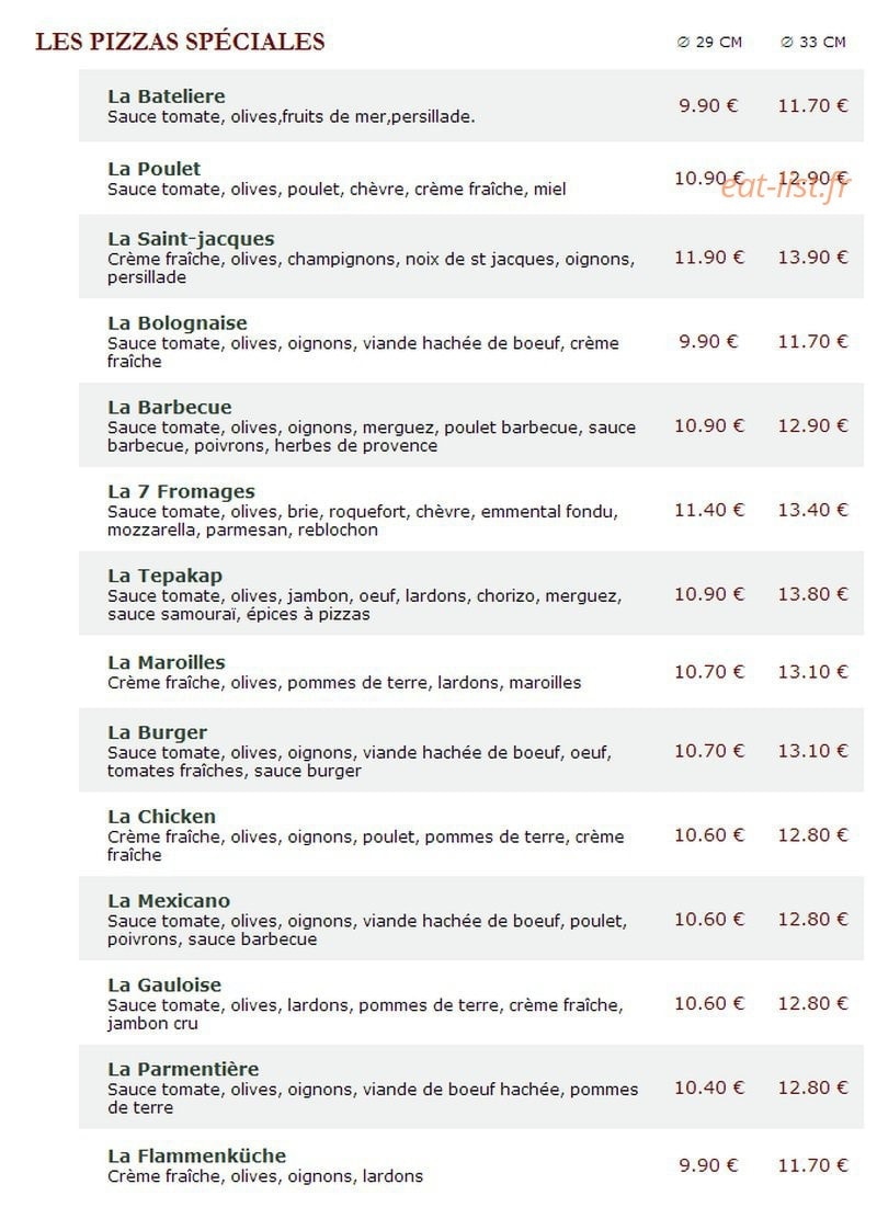 Le Kiosque à Pizzas — carte page 3