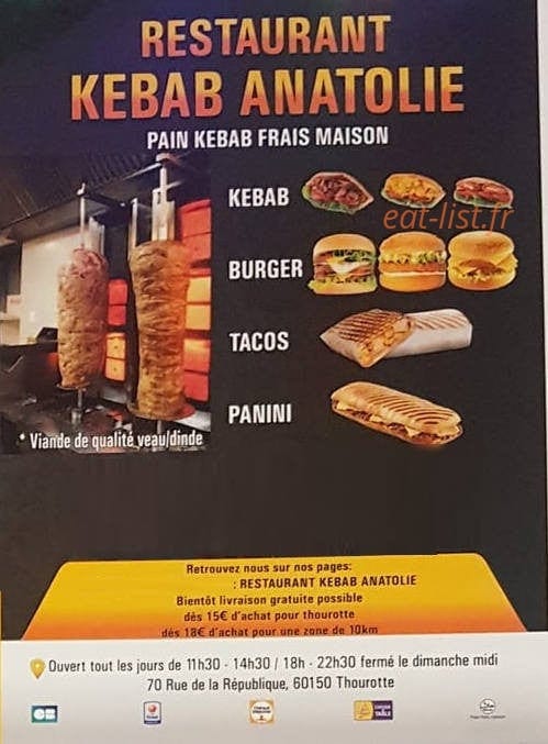 Restaurant Kebab Anatolie — carte page 1