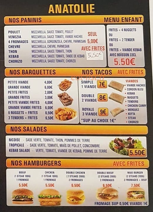 Restaurant Kebab Anatolie — carte page 4