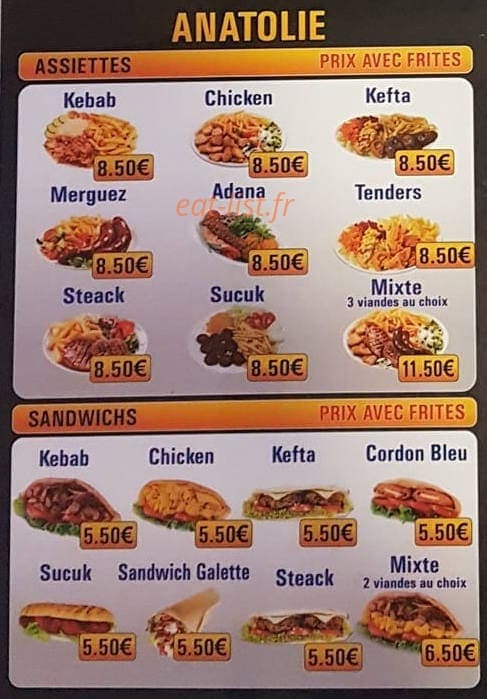 Restaurant Kebab Anatolie — carte page 3