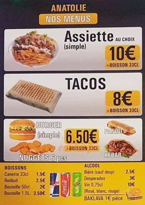 Restaurant Kebab Anatolie — carte page 2
