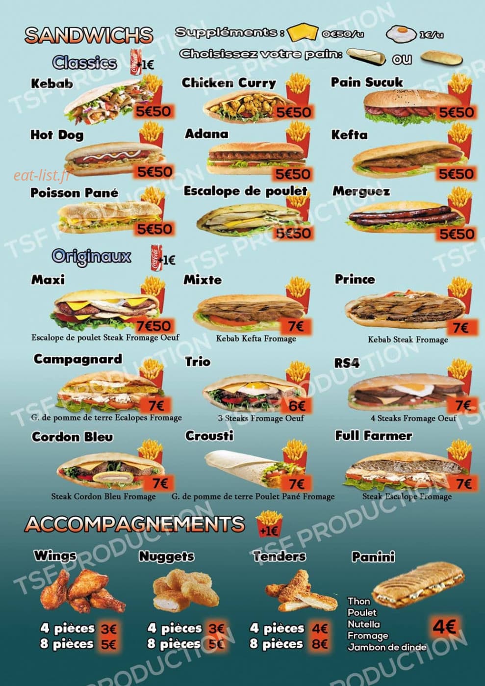 Palais Du Kebab — carte page 2