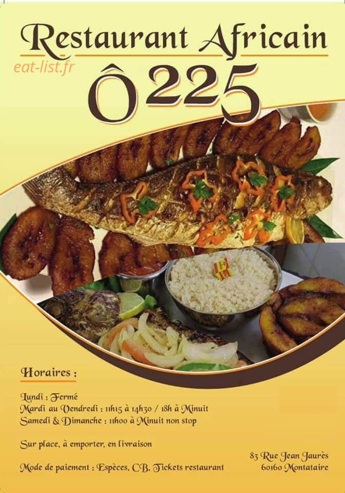 Restaurant Ô 225 — carte page 1