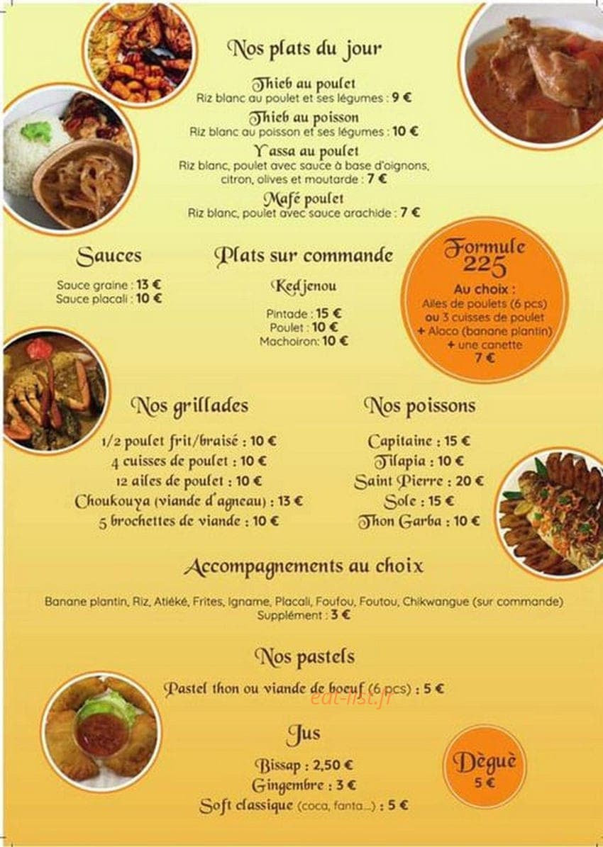 Restaurant Ô 225 — carte page 2