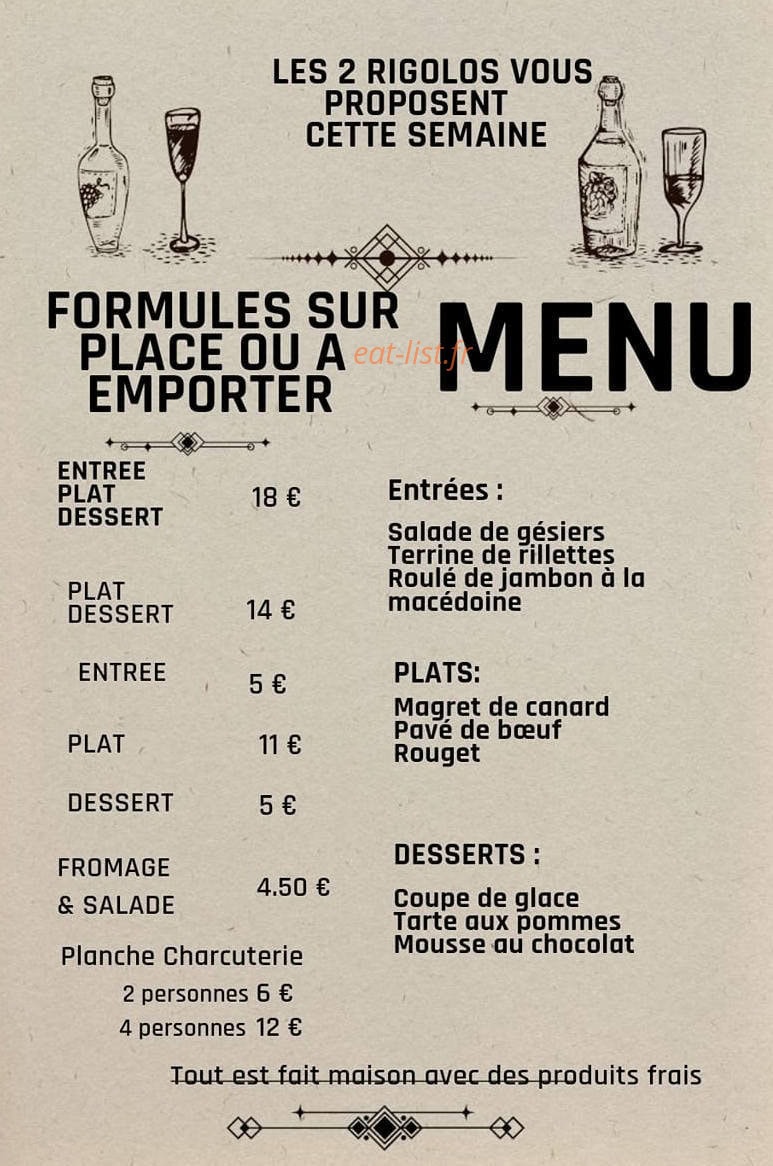 Bar Les Deux Rigolos — carte page 1