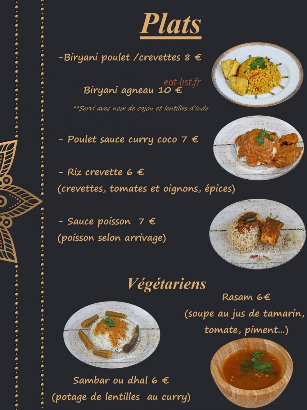 BenSha Food — carte page 3