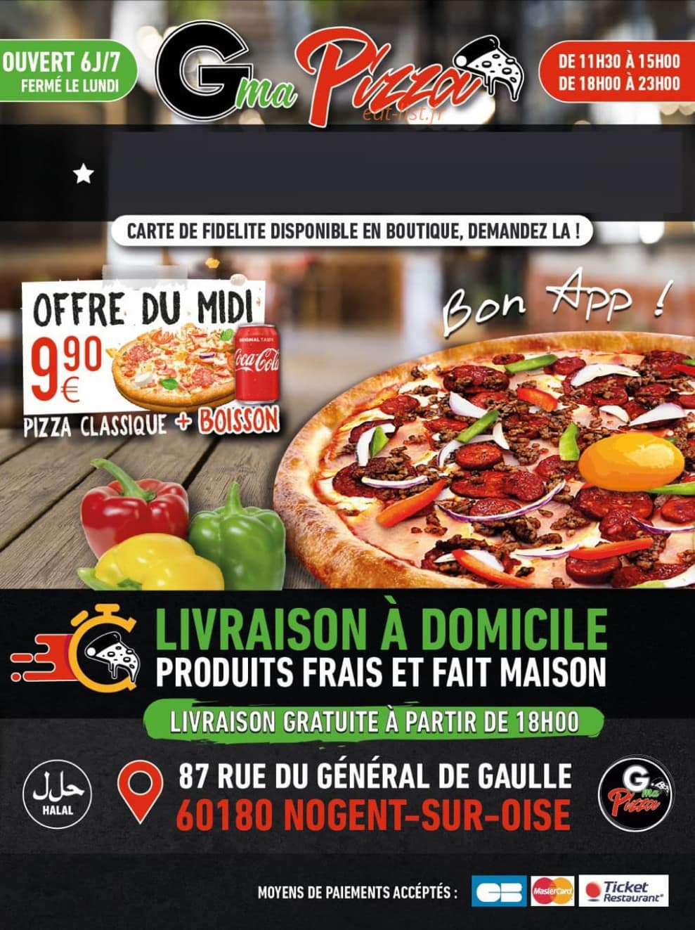 Gma Pizza — carte page 1