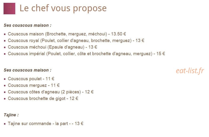 Le Palmier — carte page 1