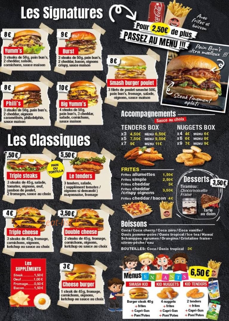 Yummy Smash Burger — carte page 2