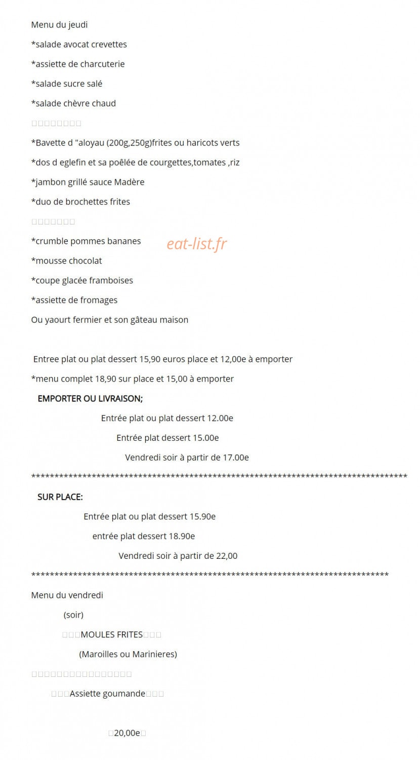 Chez Fouillette — carte page 1