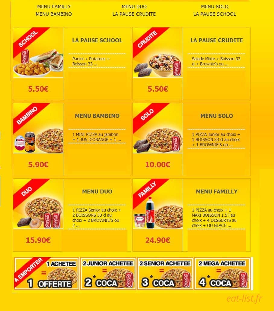 La Pause Pizza — carte page 1