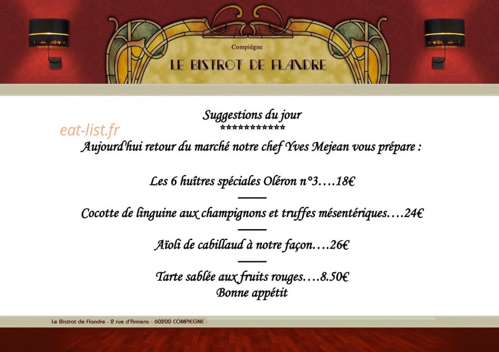 Bistrot de Flandre — carte page 4