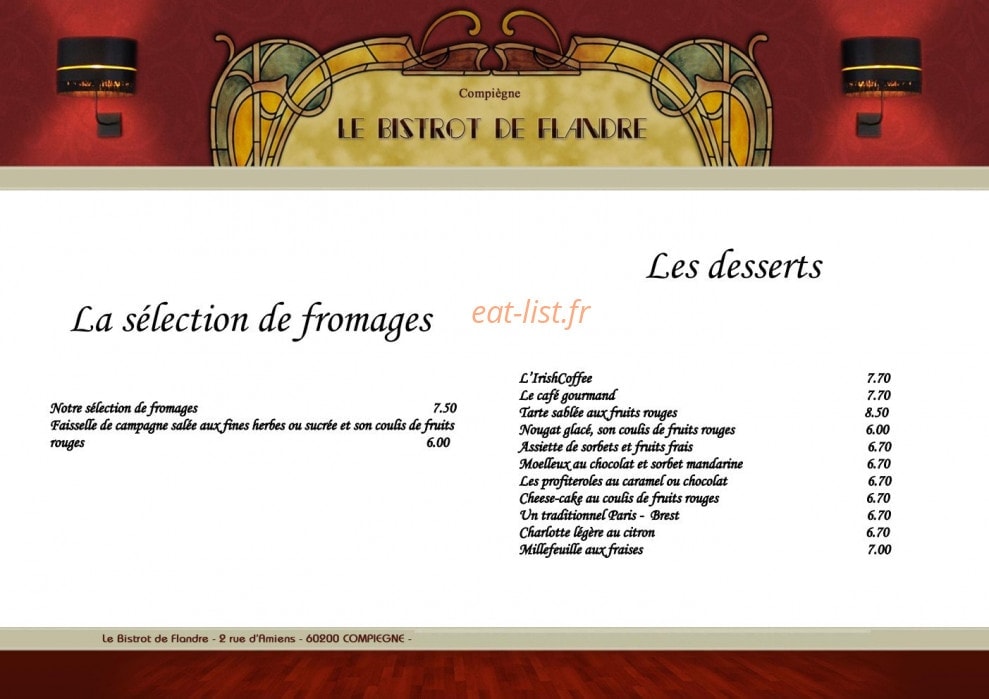 Bistrot de Flandre — carte page 3