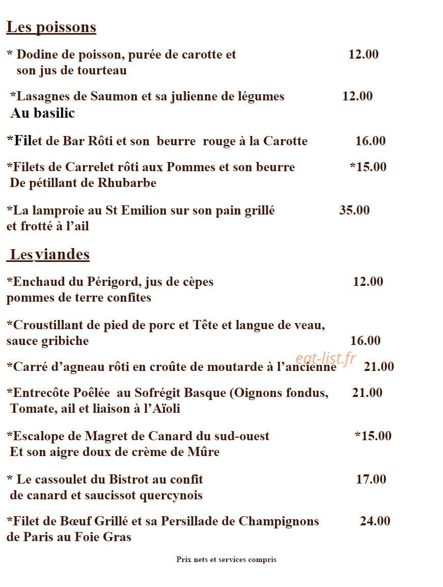 Bistrot du terroir — carte page 4