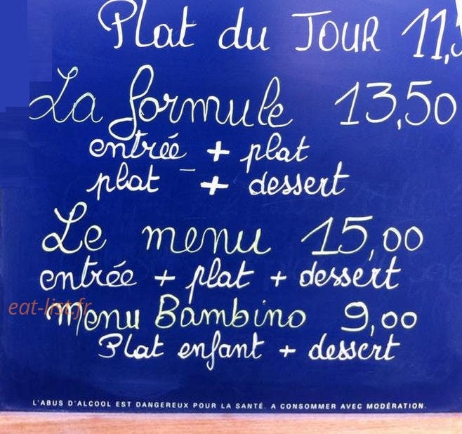 Brasserie du Nord — carte page 1