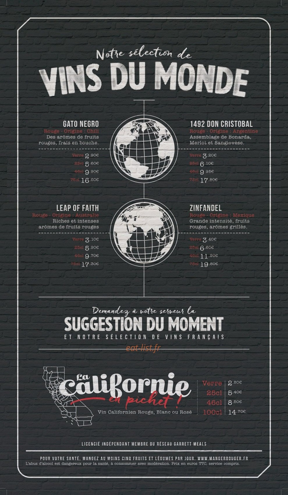Garrett meals — carte page 10