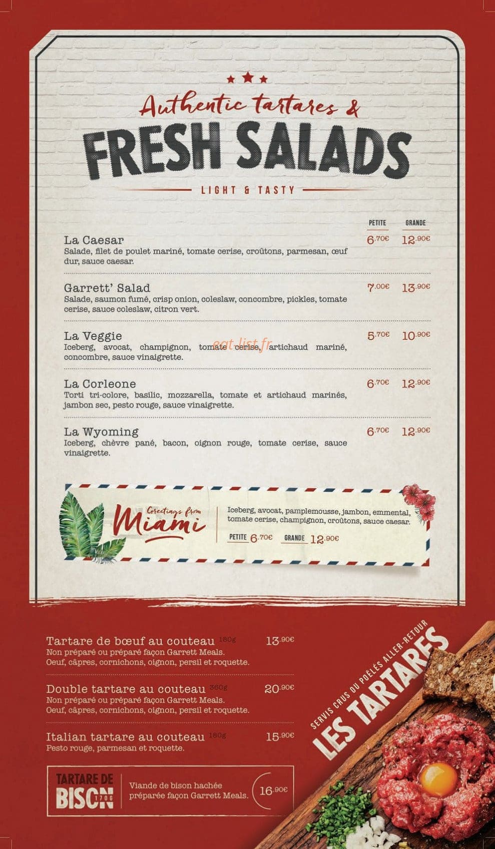 Garrett meals — carte page 5