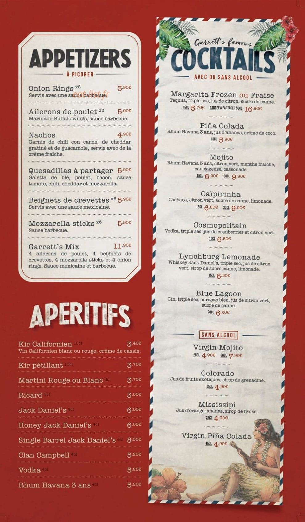 Garrett meals — carte page 3