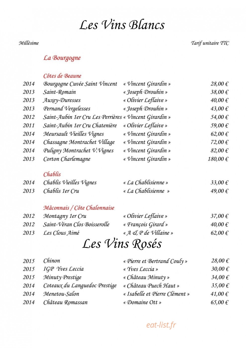 Hostellerie du Royal-Lieu — carte page 9