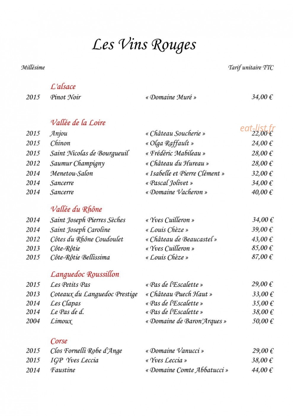 Hostellerie du Royal-Lieu — carte page 10