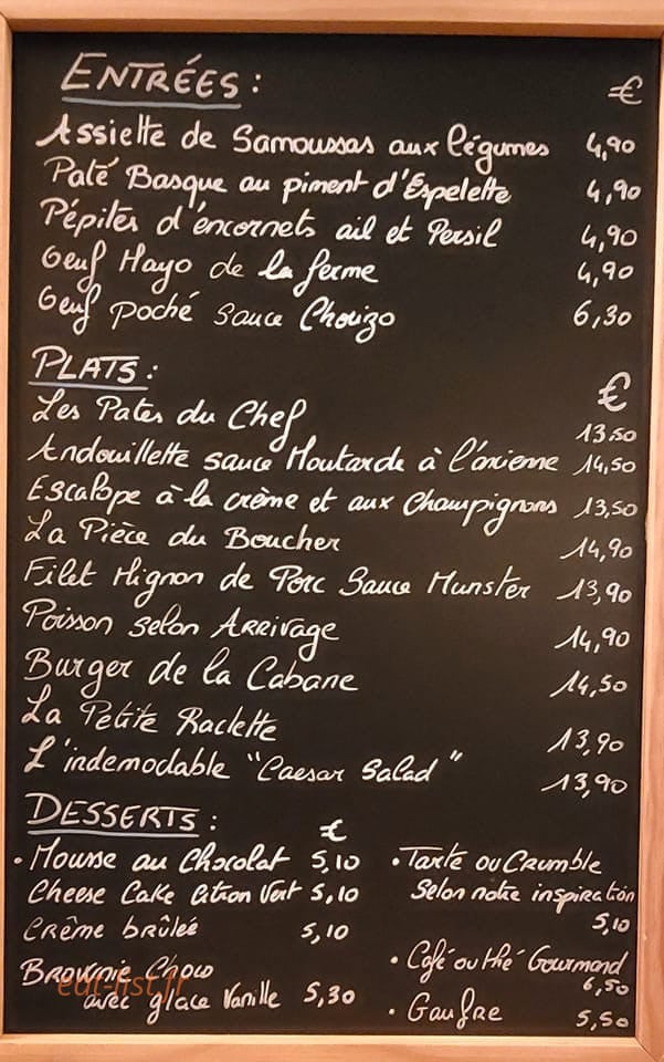 La Cabane — carte page 1