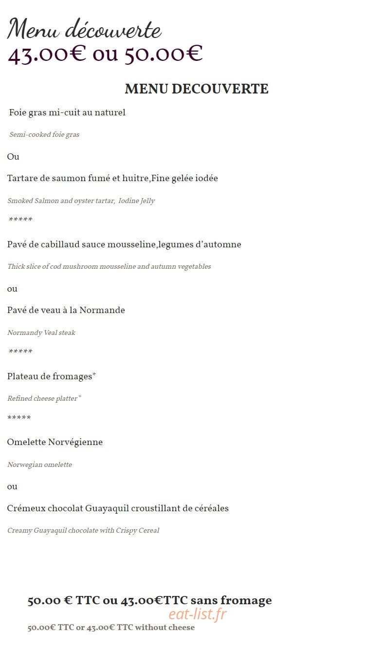 La Table d'Elisa — carte page 5