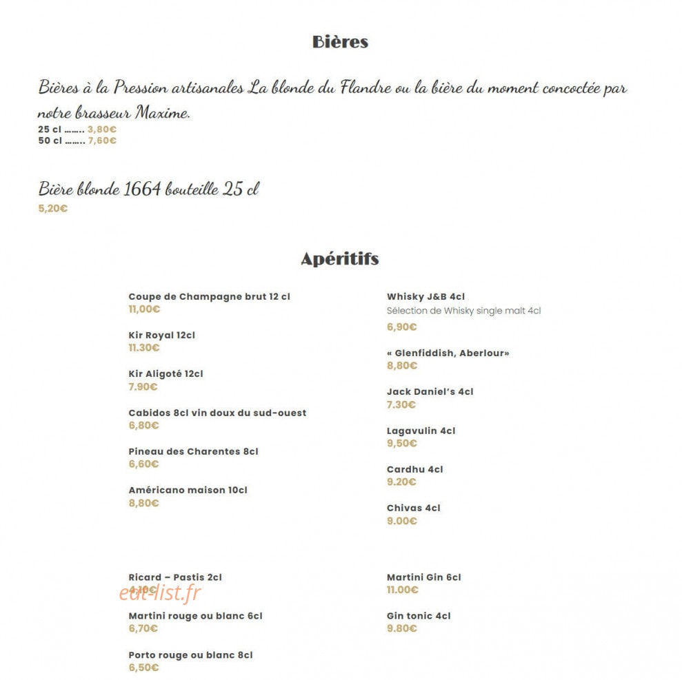 Le Bistrot de Flandre — carte page 6